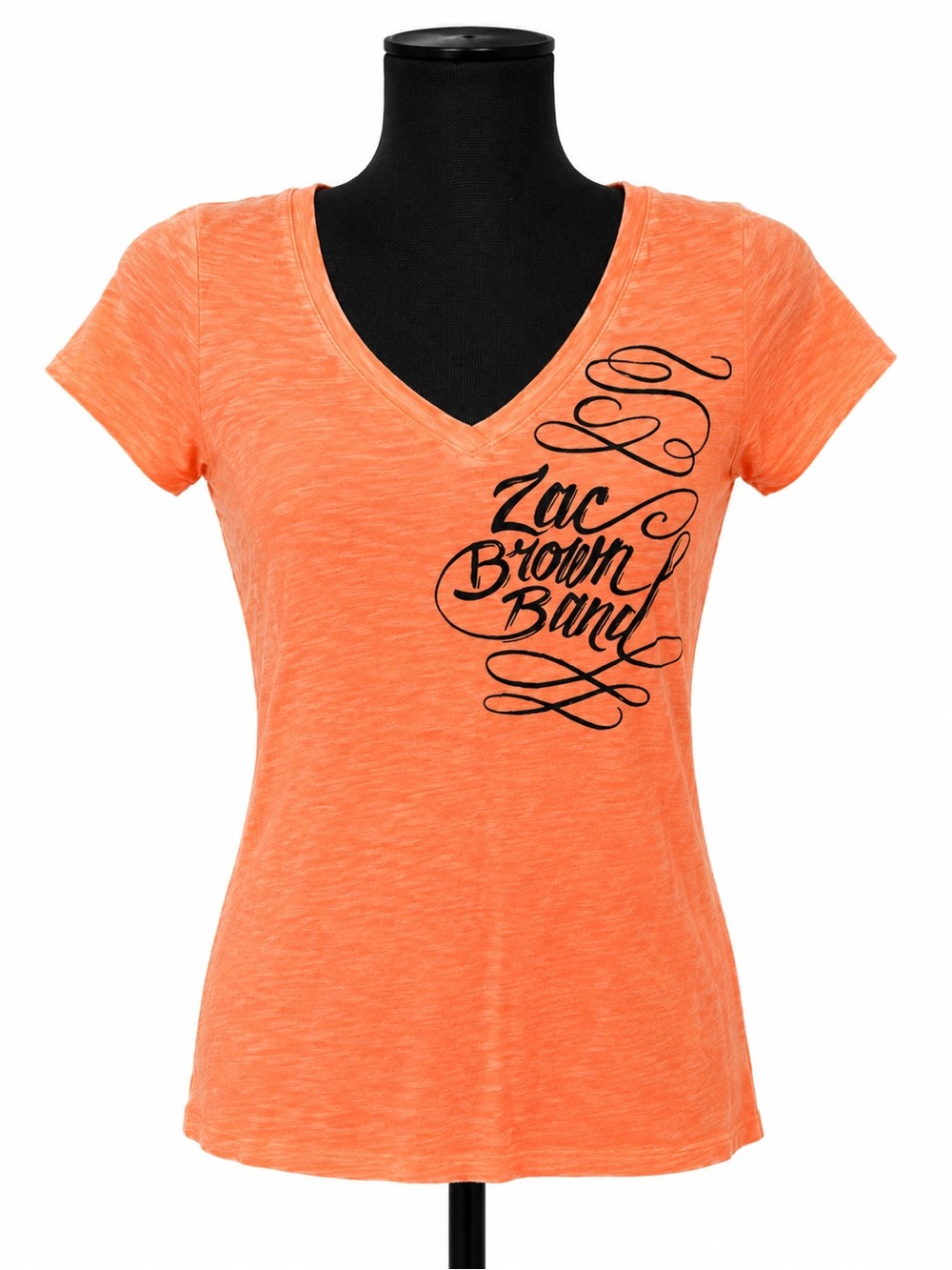 ZAC BROWN BAND NEON ORANGE SHORT SLEEVE V NECK SHIRT